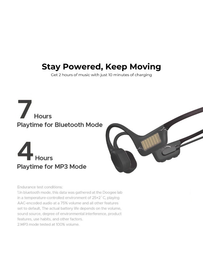 دوجي سماعات بلوتوث بتقنية التوصيل العظمي | سماعات لاسلكية مقاومة للماء بمعيار IP68 تُعلق حول الرقبة | سماعات رياضية مفتوحة الأذن للسباحة من BoneBeat مع ميكروفون وذاكرة MP3 سعة 32 جيجابايت | أسود داكن - Image 5